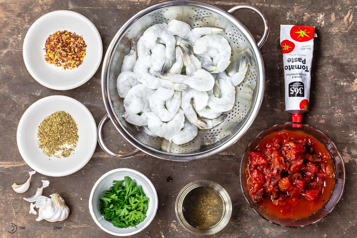 ingredients for shrimp fra diavolo